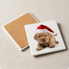 Pulik Puppy ceramic coasters set of 4, cork back