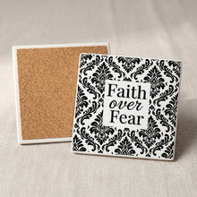 Faith Over Fear ceramic coasters set of 4, cork back