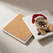 Chinese Shar-Pei Puppy ceramic coasters set of 4, cork back