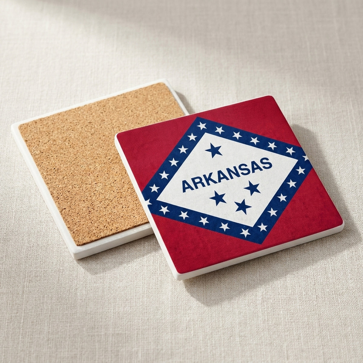 Arkansas State Flag ceramic coasters set of 4, cork back