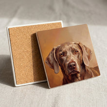 Weimaraner Portrait ceramic coasters set of 4, cork back