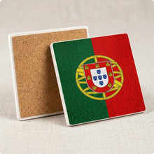 Portugal Flag Pride ceramic coasters set of 4, cork back