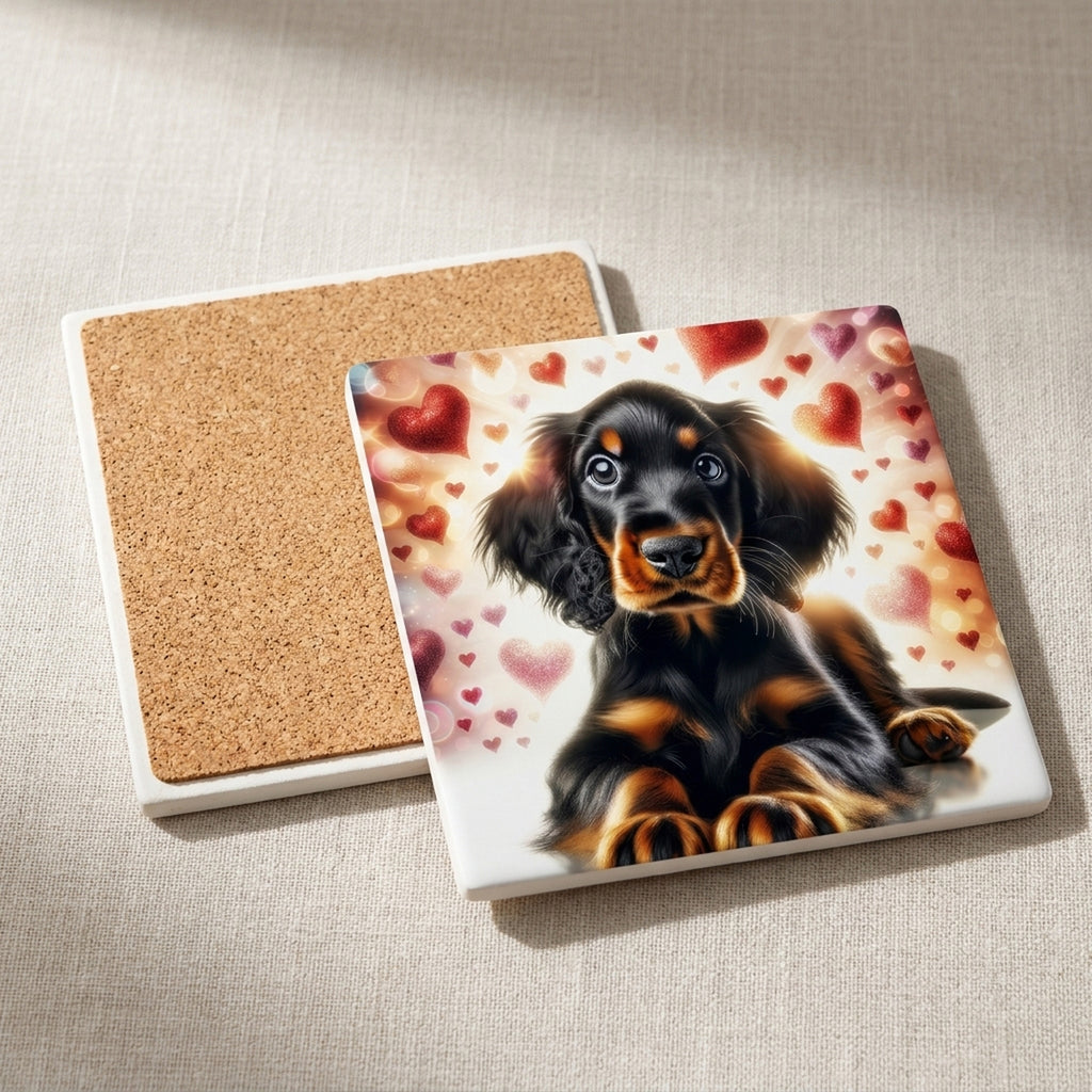 Gordon Setter ceramic coasters set of 4, cork back