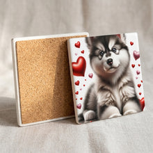 Siberian Husky ceramic coasters set of 4, cork back