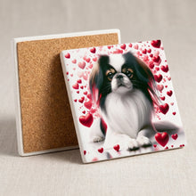 Japanese Chin ceramic coasters set of 4, cork back