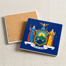 New York State Flag ceramic coasters set of 4, cork back