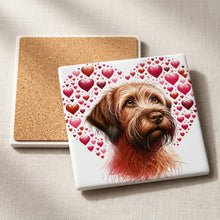 Wirehaired Pointing Griffon ceramic coasters set of 4, cork back