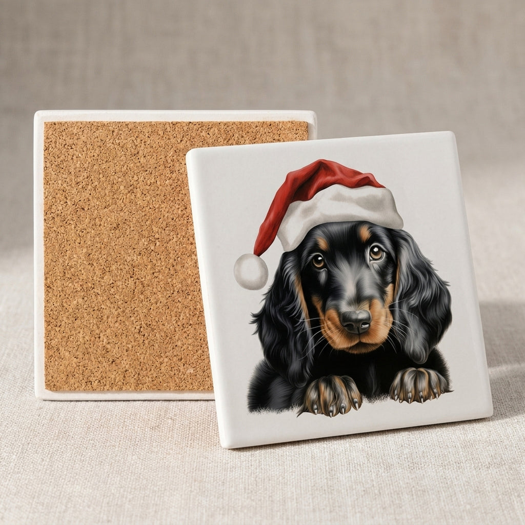 Gordon Setter Puppy Drawing ceramic coasters set of 4, cork back