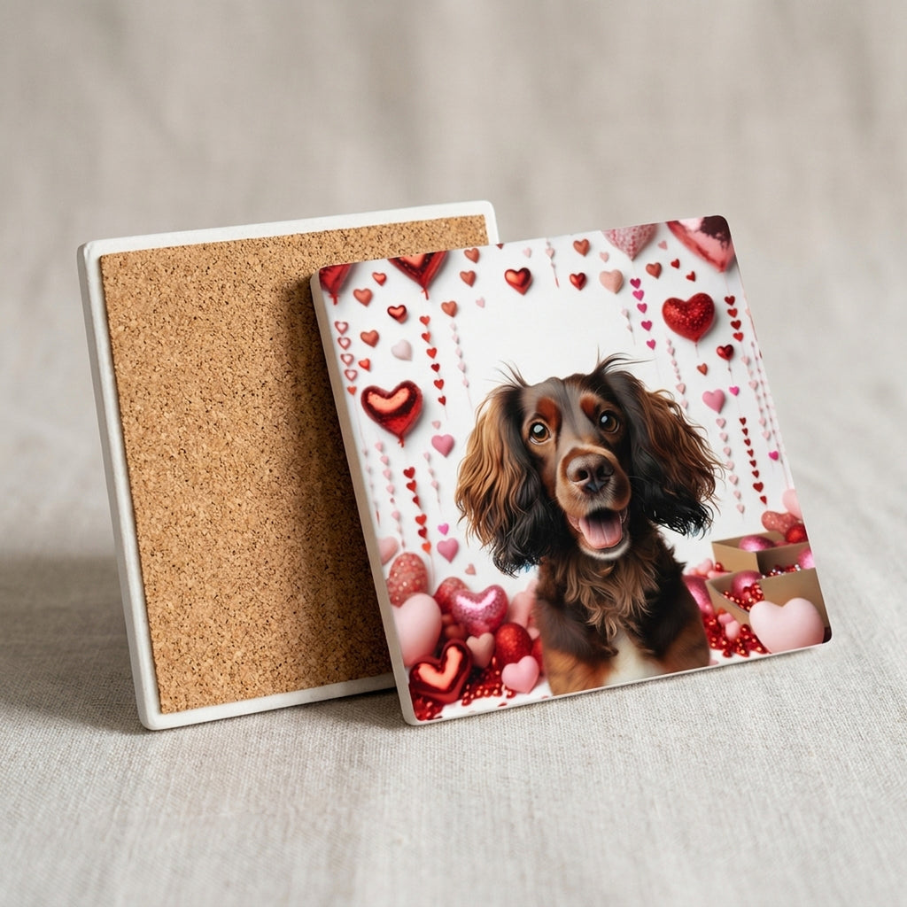 Dachshund ceramic coasters set of 4, cork back