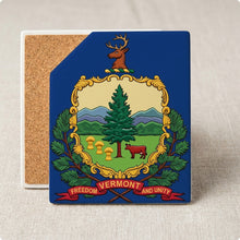 Vermont State Flag ceramic coasters set of 4, cork back