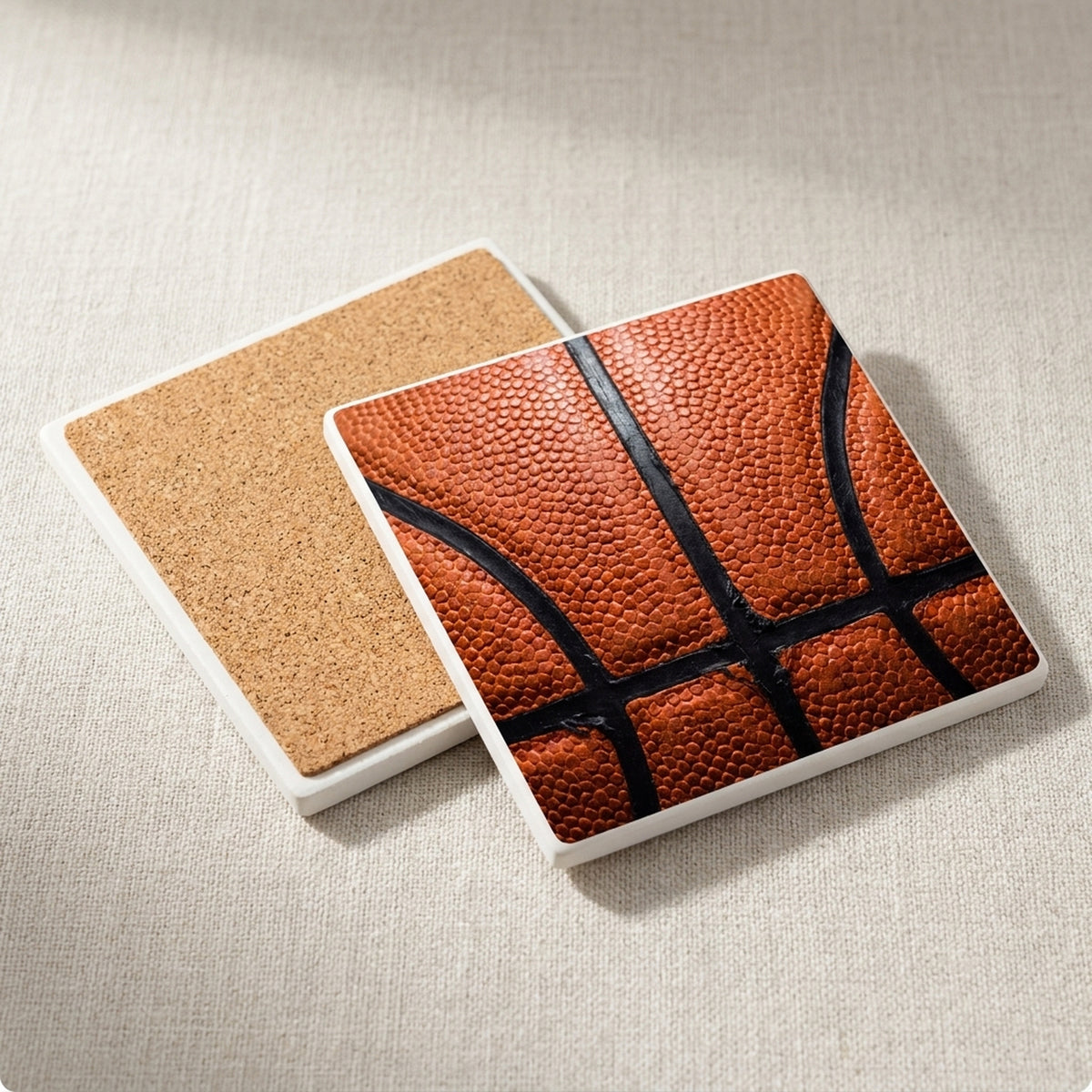 Basketball Texture ceramic coasters set of 4, cork back