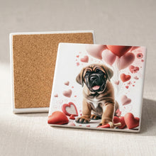 Mastiff ceramic coasters set of 4, cork back