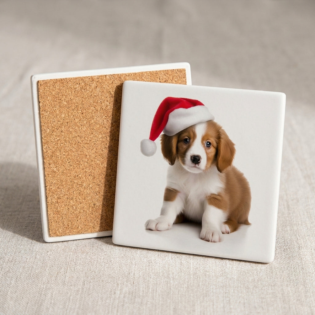 Kooikerhondje Puppy ceramic coasters set of 4, cork back