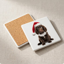 American Water Spaniel Puppy ceramic coasters set of 4, cork back
