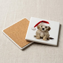 Dandie Dinmont Terrier Puppy ceramic coasters set of 4, cork back