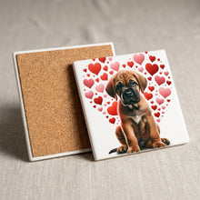 Mastiff ceramic coasters set of 4, cork back