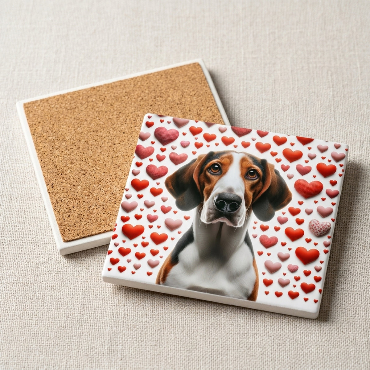 Beagle ceramic coasters set of 4, cork back