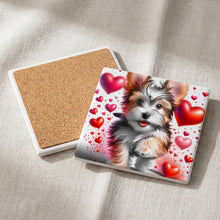Yorkshire Terrier ceramic coasters set of 4, cork back