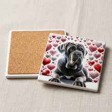 Neapolitan Mastiff ceramic coasters set of 4, cork back