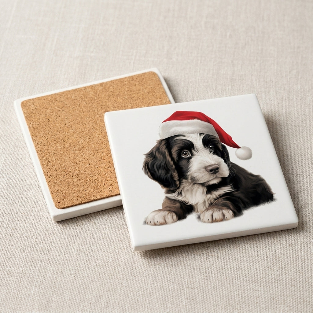 Spinone Italiano Puppy Drawing ceramic coasters set of 4, cork back