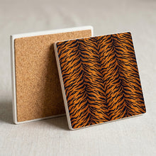Tiger Stripe ceramic coasters set of 4, cork back