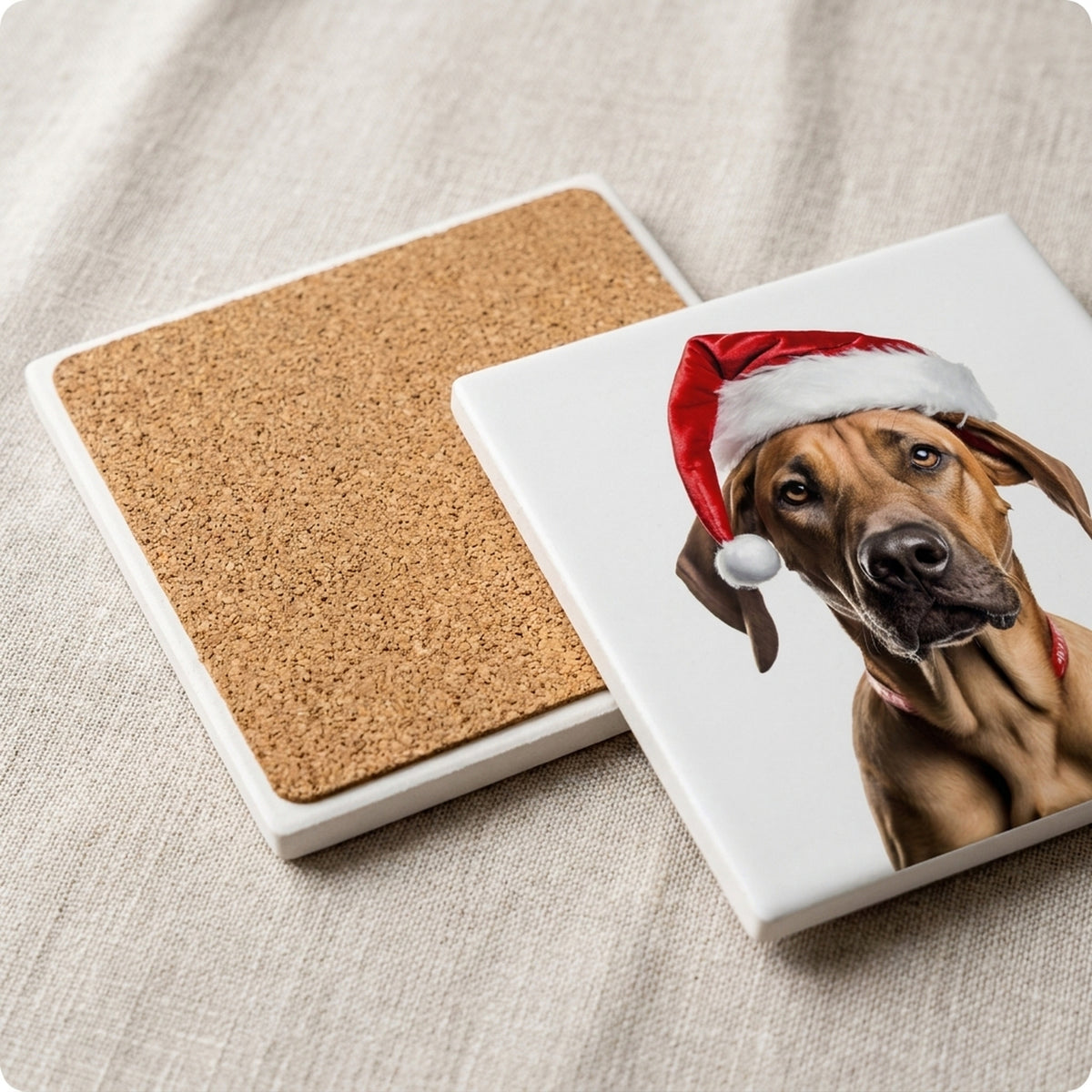 Rhodesian Ridgeback ceramic coasters set of 4, cork back