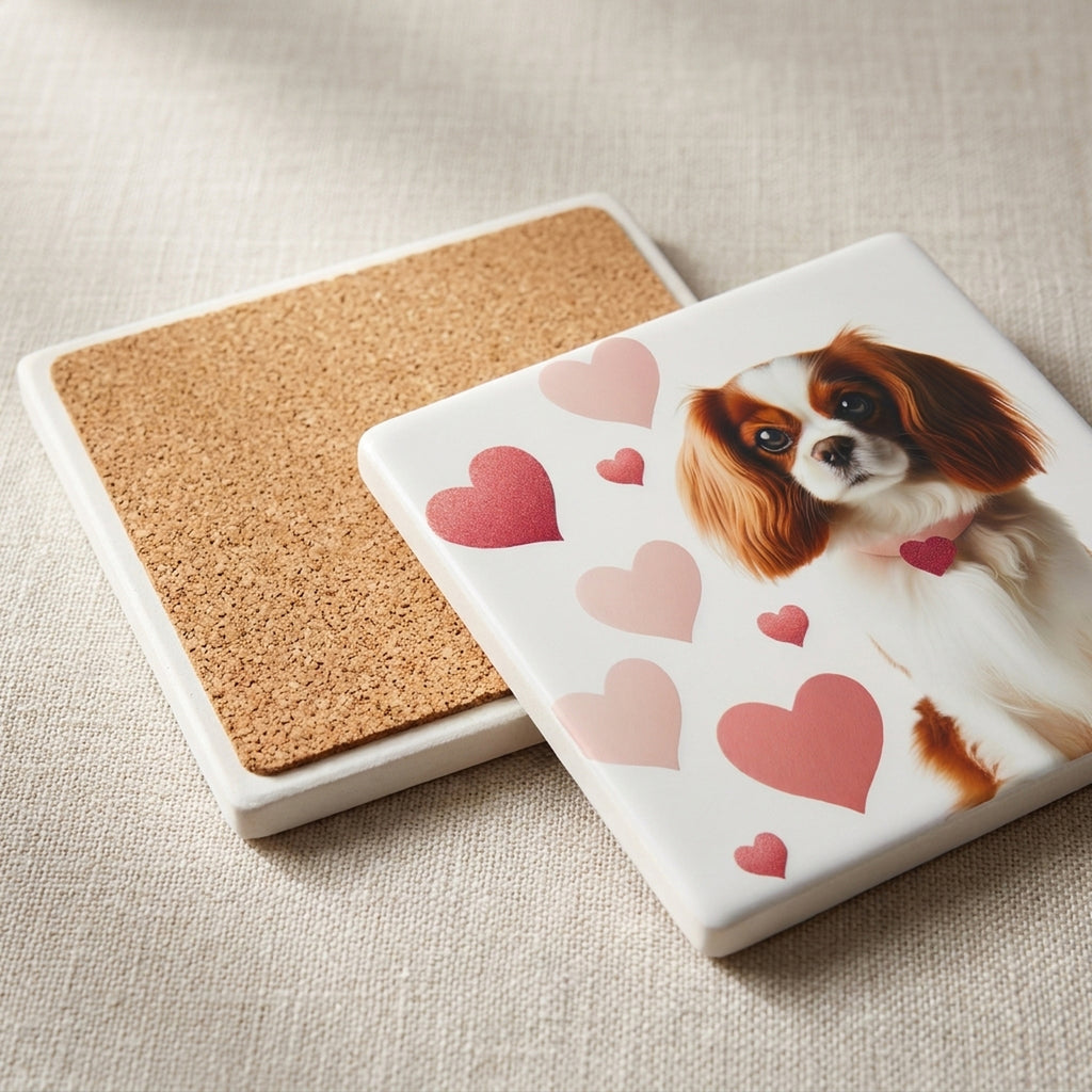 Cavalier King Charles Spaniel ceramic coasters set of 4, cork back
