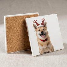 Norwegian Buhund ceramic coasters set of 4, cork back