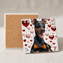 Miniature Pinscher ceramic coasters set of 4, cork back