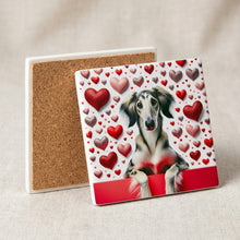 Saluki ceramic coasters set of 4, cork back