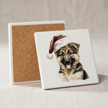 German Shepherd Dog Puppy Drawing ceramic coasters set of 4, cork back