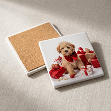 Russian Toy Puppy ceramic coasters set of 4, cork back