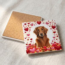 Golden Retriever ceramic coasters set of 4, cork back