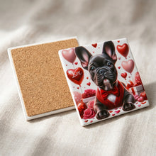French Bulldog ceramic coasters set of 4, cork back
