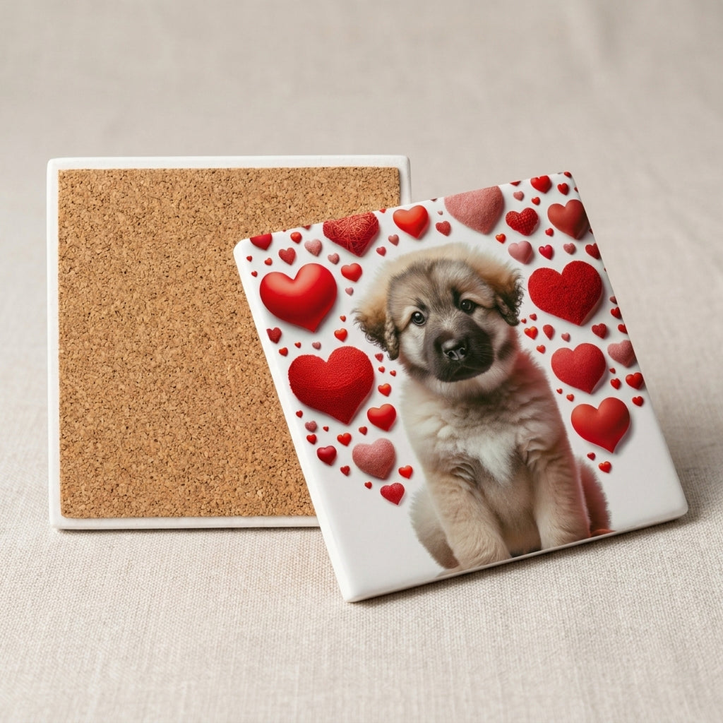 Leonberger ceramic coasters set of 4, cork back