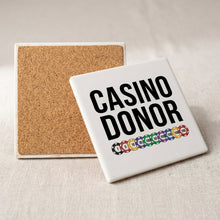 Casino Donor - Blackjack Gambling ceramic coasters set of 4, cork back