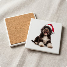 Spanish Water Dog ceramic coasters set of 4, cork back