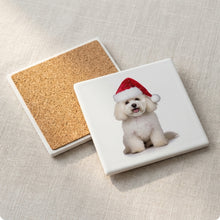 Bichon Frise ceramic coasters set of 4, cork back
