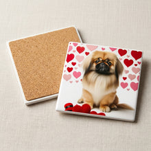 Pekingese ceramic coasters set of 4, cork back