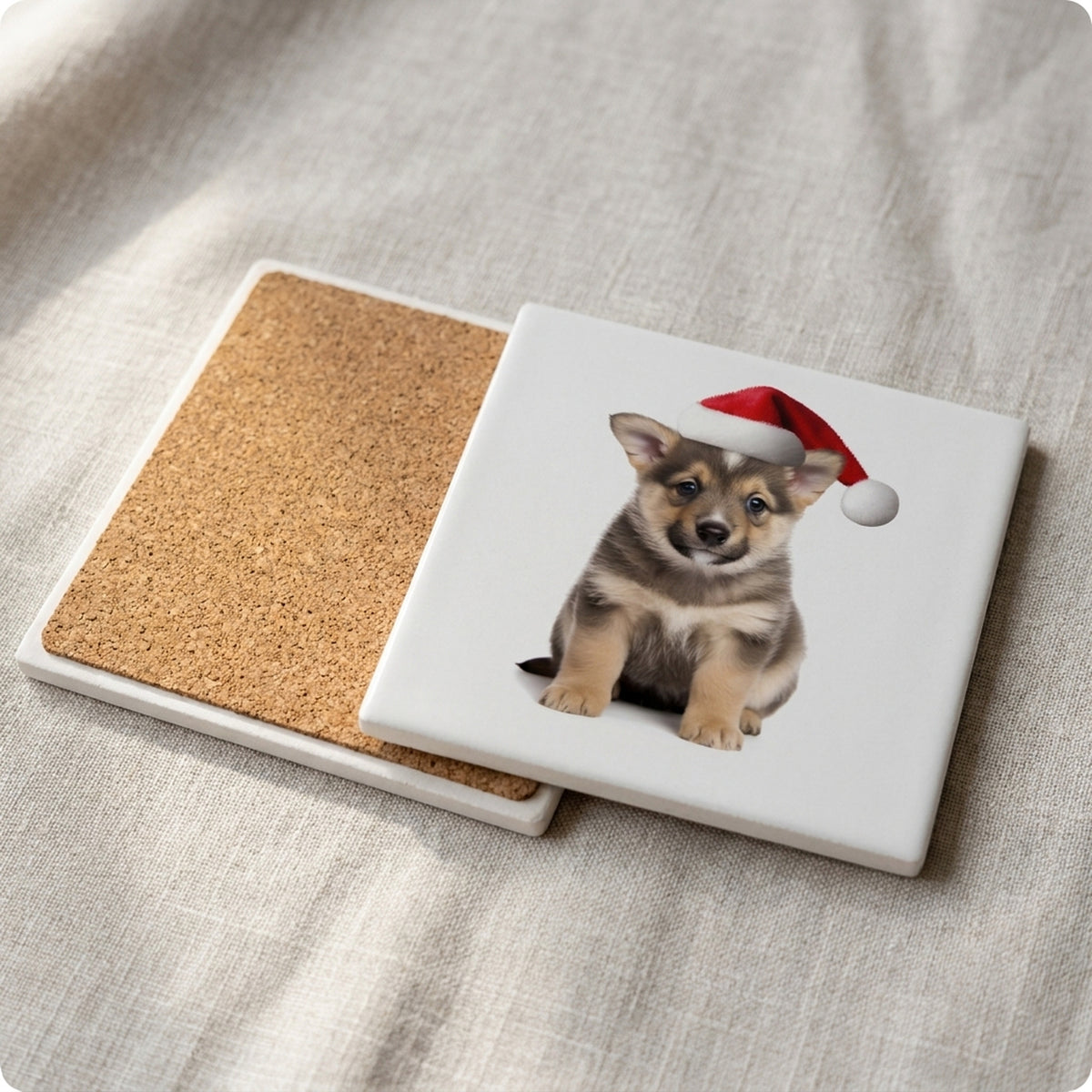 Swedish Vallhund Puppy ceramic coasters set of 4, cork back