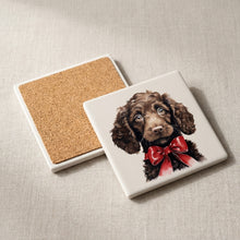 American Water Spaniel Puppy Drawing ceramic coasters set of 4, cork back