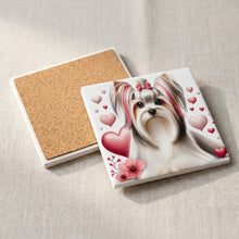 Biewer Terrier ceramic coasters set of 4, cork back