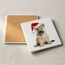 Norwegian Buhund Puppy ceramic coasters set of 4, cork back