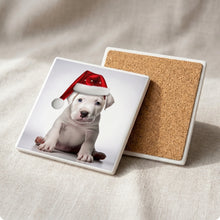 Dogo Argentino Puppy ceramic coasters set of 4, cork back