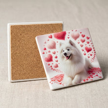 Samoyed ceramic coasters set of 4, cork back