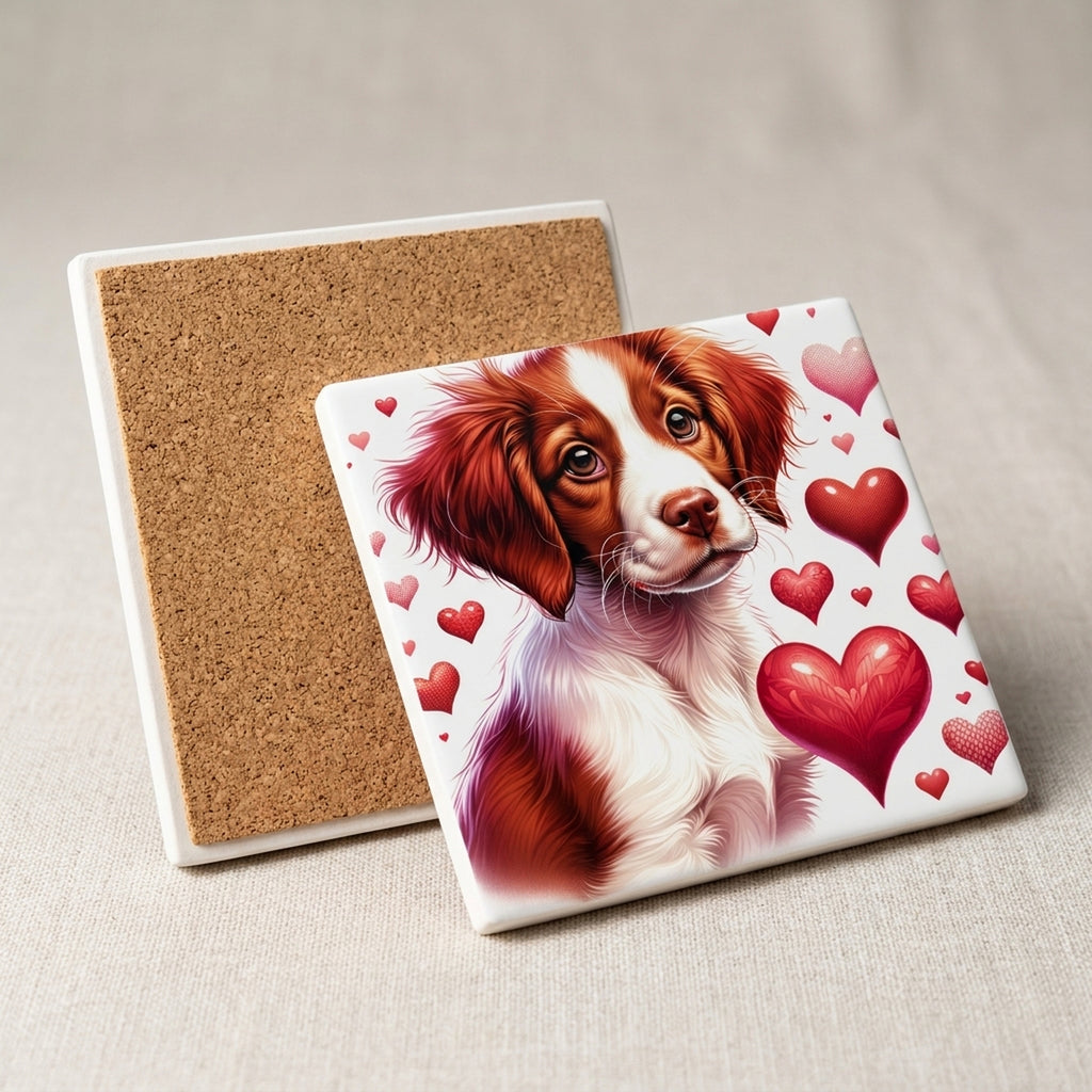 Brittany ceramic coasters set of 4, cork back