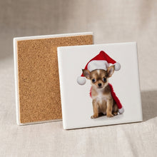 Chihuahua Puppy ceramic coasters set of 4, cork back