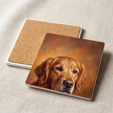 Golden Retriever Portrait ceramic coasters set of 4, cork back