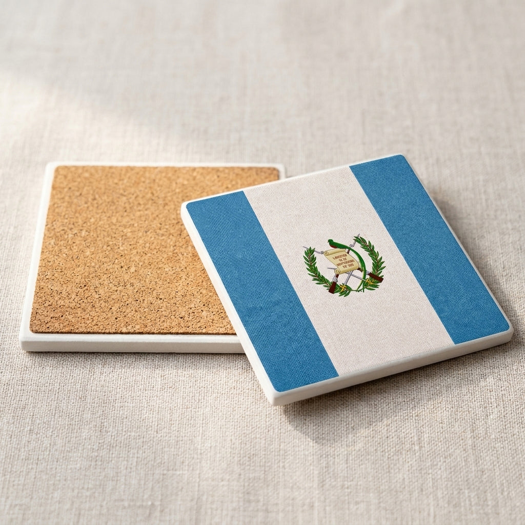 Guatemala Flag Pride ceramic coasters set of 4, cork back