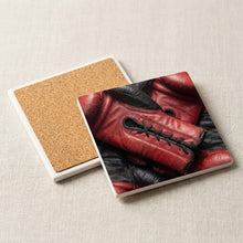 Boxing Gloves ceramic coasters set of 4, cork back